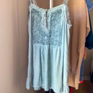 CUTE! Turquoise Baby doll shirt   (denim jacket NOT not for sale)